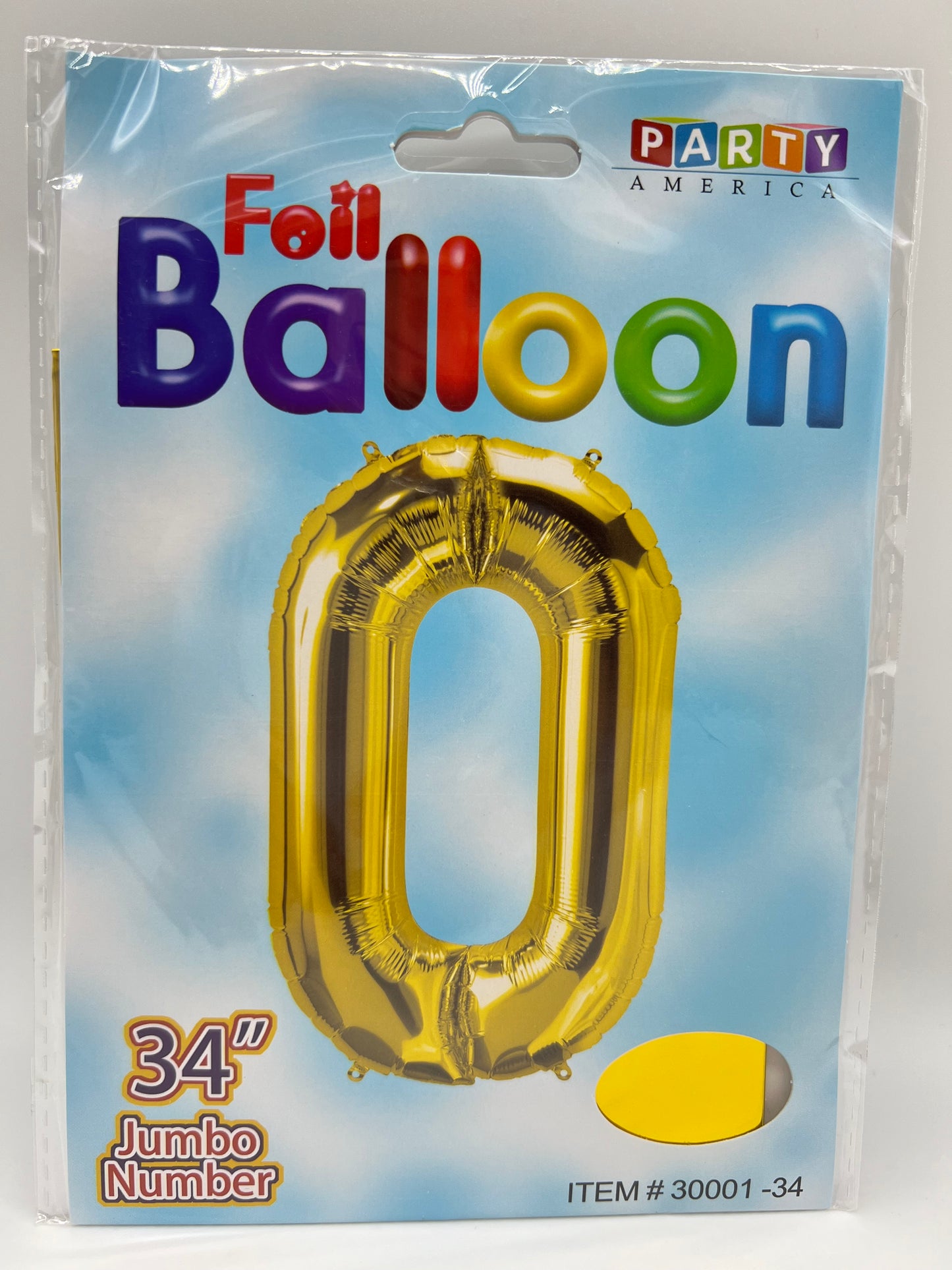 34’’ Number 0 Foil Balloon- Gold