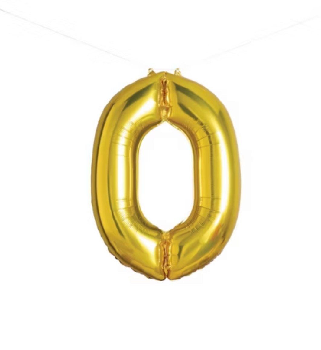 34’’ Number 0 Foil Balloon- Gold